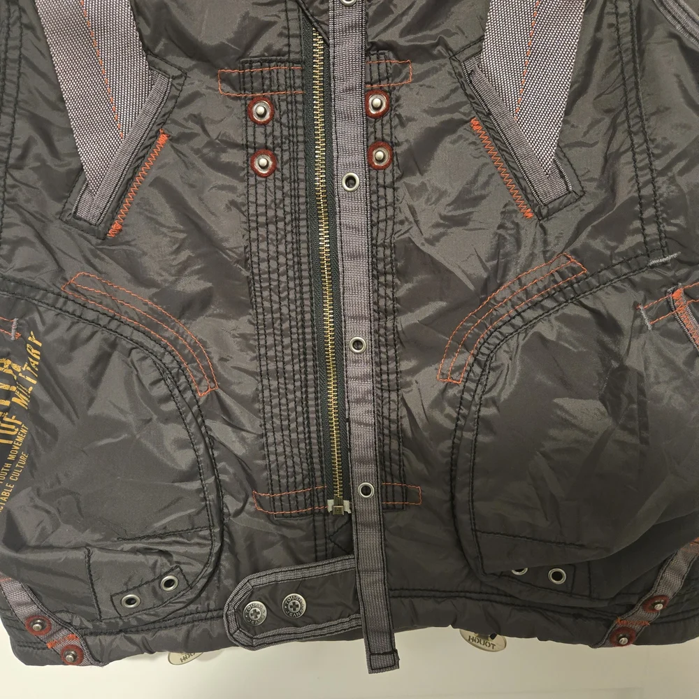 Dark Gray 100% Nylon Tactical Streetstyle Zip Up Vest with Pockets - Picture 4 of 6